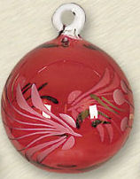 Item 186583 Red Floral Etched Ball Ornament