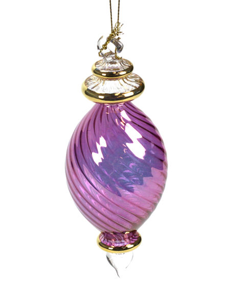 Item 186634 Purple Swirl Finial With Rings Ornament