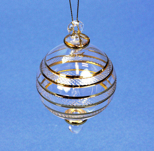Item 186674 CLEAR/GOLD STRIPED BALL ORN