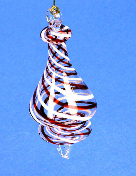 Item 186720 Red White Striped Bottle Finial With Twist Ornament