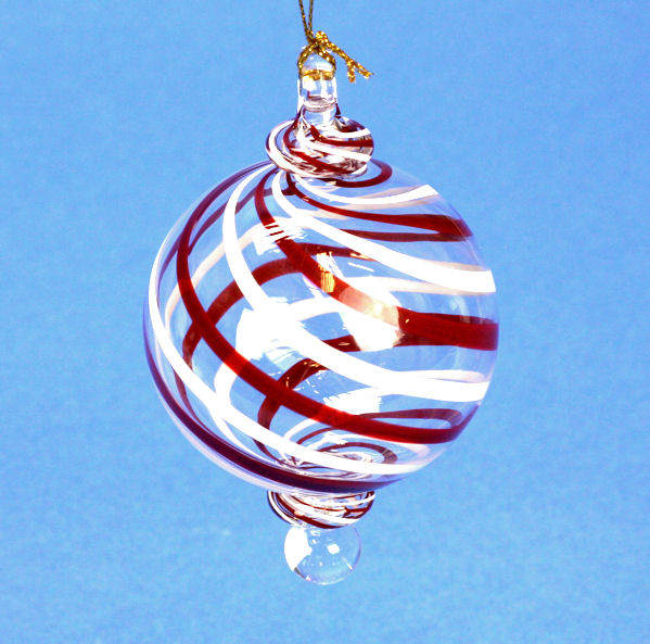 Item 186727 Red White Striped Ball Ornament