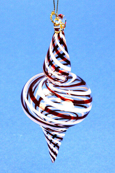 Item 186752 Red White Striped Finial With Double Points Ornament