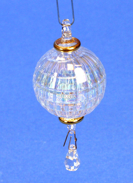 Item 186880 CLEAR/GOLD BALL WITH DROP ORN