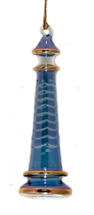Item 186886 Blue Lighthouse With Frosted Arch Ornament