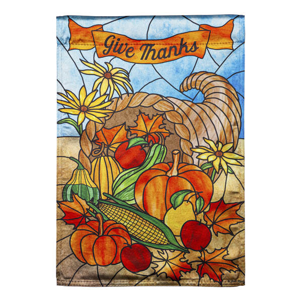 Item 191005 Stained Glass Cornucopia Garden Flag