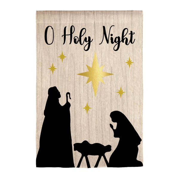 Item 191047 Nativity Silhouette Burlap Garden Flag