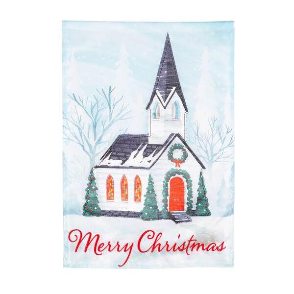 Item 191052 Winter Church Applique Garden Flag