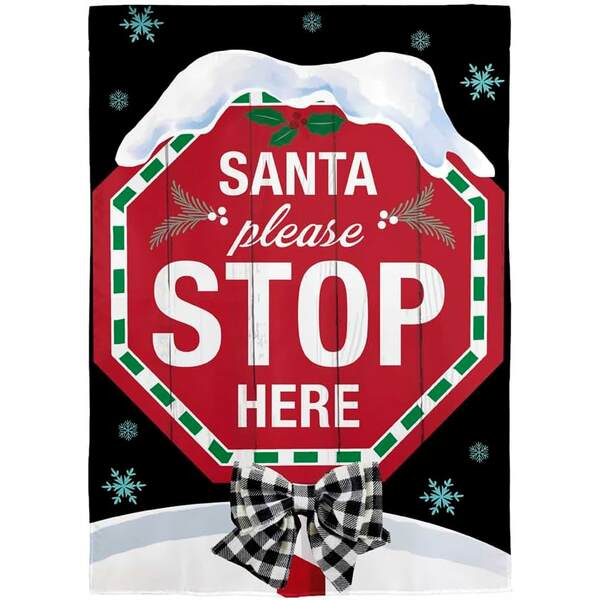 Item 191084 Santa Please Stop Here Applique Garden Flag