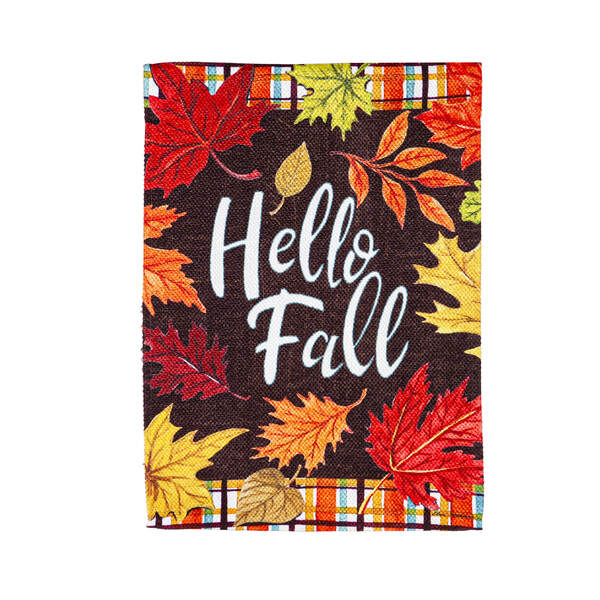 Item 191510 Plaid Hello Fall Garden Flag