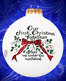 Item 202003 Our First Christmas Together/Meet Me Under The Mistletoe Ornament