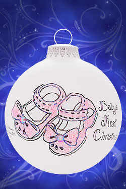 Item 202023 Baby's First Christmas Baby Girl Booties Ornament