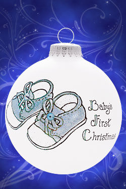 Item 202024 Baby's First Christmas Baby Boy Booties Ornament