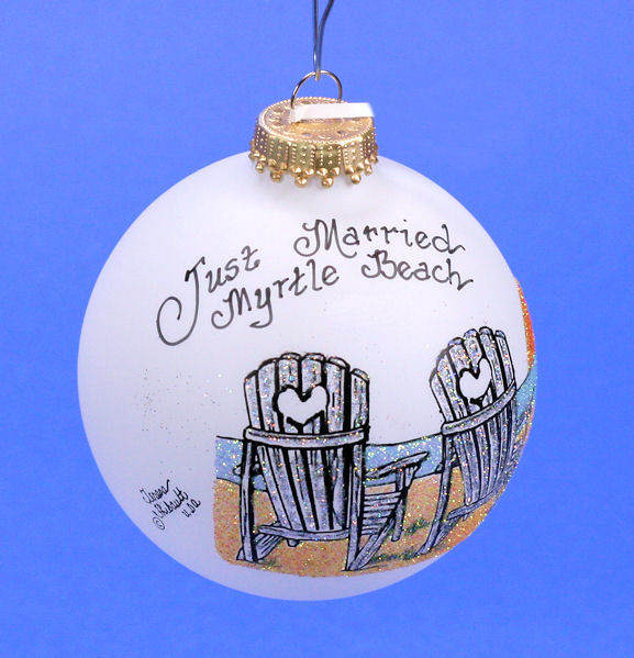 Item 202186 Just Married Adirondack Beach Chair Ornament - Myrtle Beach