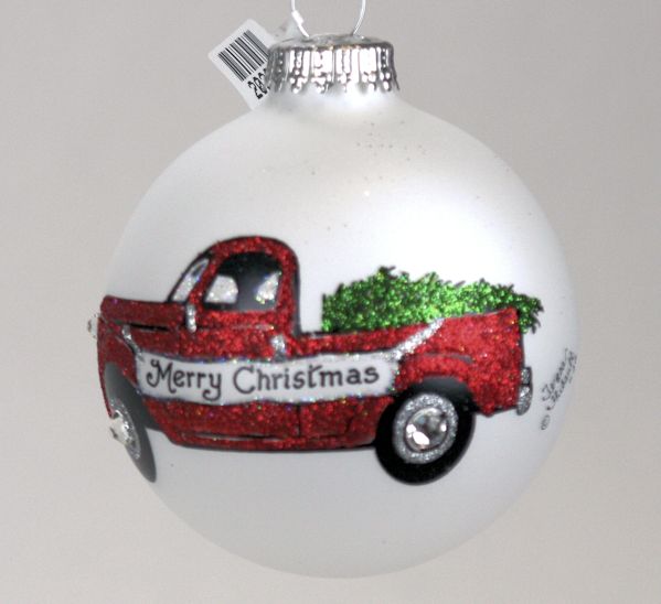 Item 202223 Red Truck With Merry Christmas Banner/Christmas Tree Ornament
