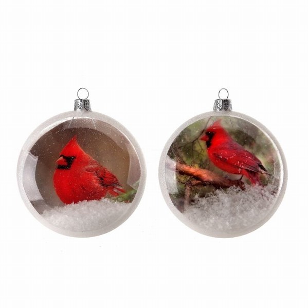 Item 203087 Snow Filled Cardinal Disc Ornament