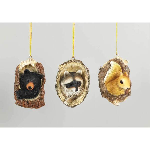 Item 207035 Bear/Racoon/Squirrel Tree Trunk Ornament