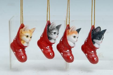Item 207106 Cat In Stocking Ornament