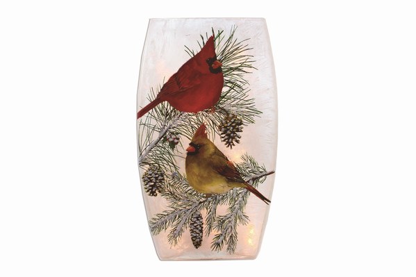Item 212048 Christmas Cardinals Medium Pre-lit Vase