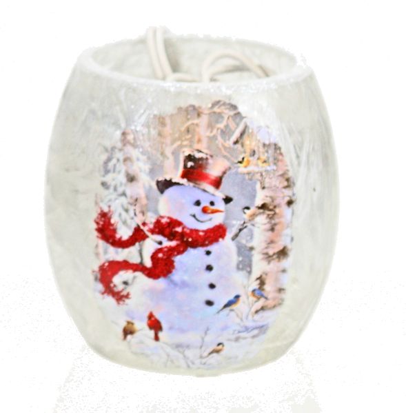 Item 212131 Lighted Snowman Jar Sit Around