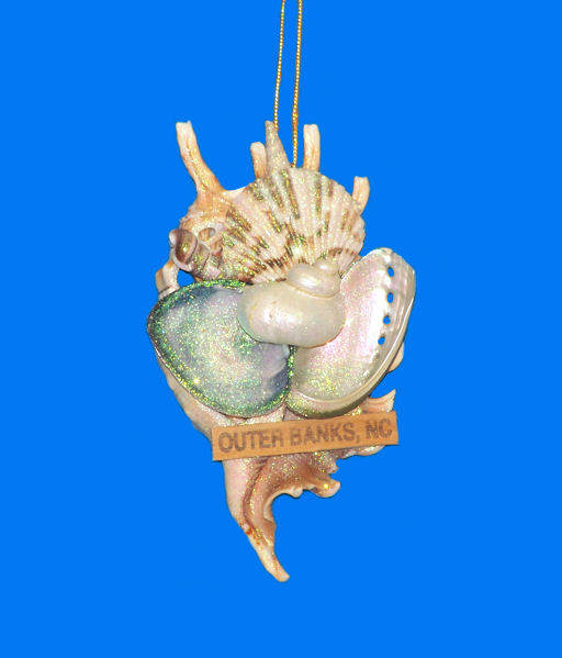 Item 220064 Outer Banks Sliced Millipede Conch With Shells Ornament
