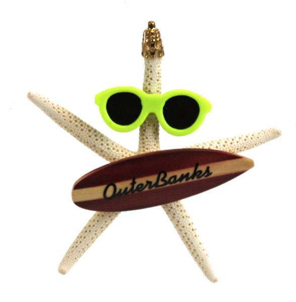 Item 220143 Outer Banks Starfish Brown Surfboard Ornament