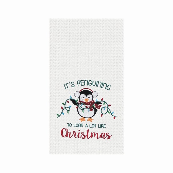 Item 231099 Penguin Christmas Lights Kitchen Towel