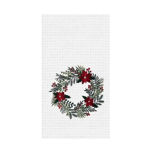 Item 231138 Poinsettia Wreath Kitchen Towel