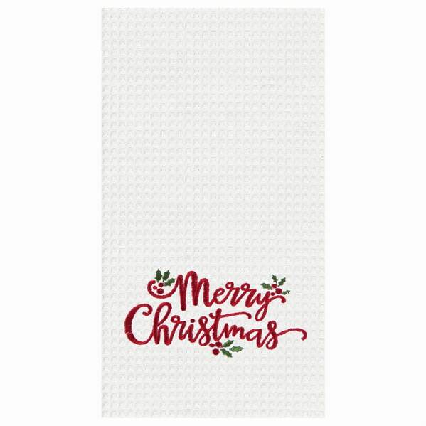 Item 231206 Merry Christmas Holly Leaves Kitchen Towel