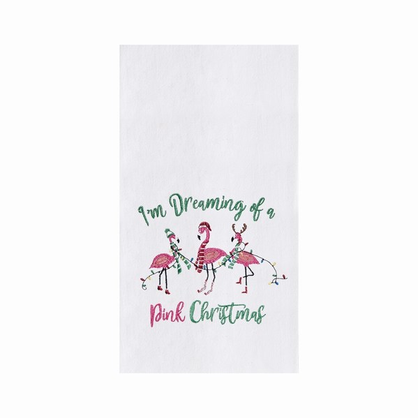 Item 231286 Pink Flamingos Christmas Kitchen Towel