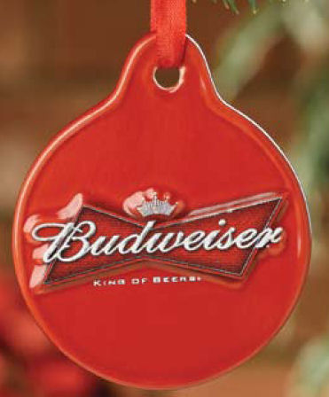 Item 244027 Red Budweiser King of Beers Disc Ornament