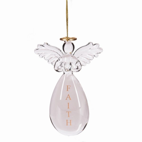 Item 260060 Clear/Gold Faith Angel Ornament