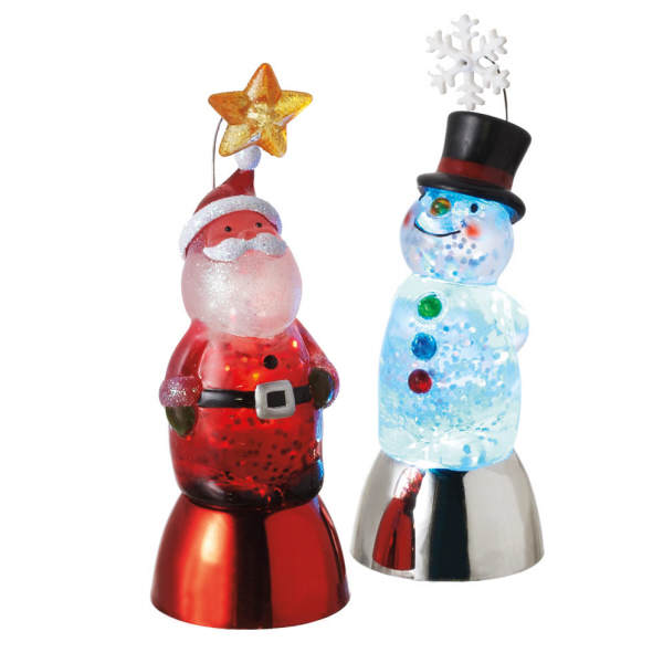 Item 260169 Miniature Santa/Snowman Shimmer Light Glitter Dome