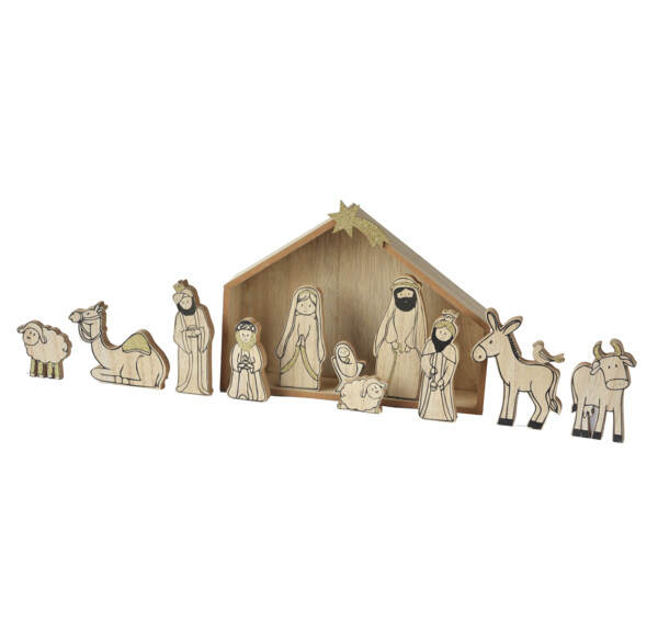 Item 260323 Wood Nativity Set