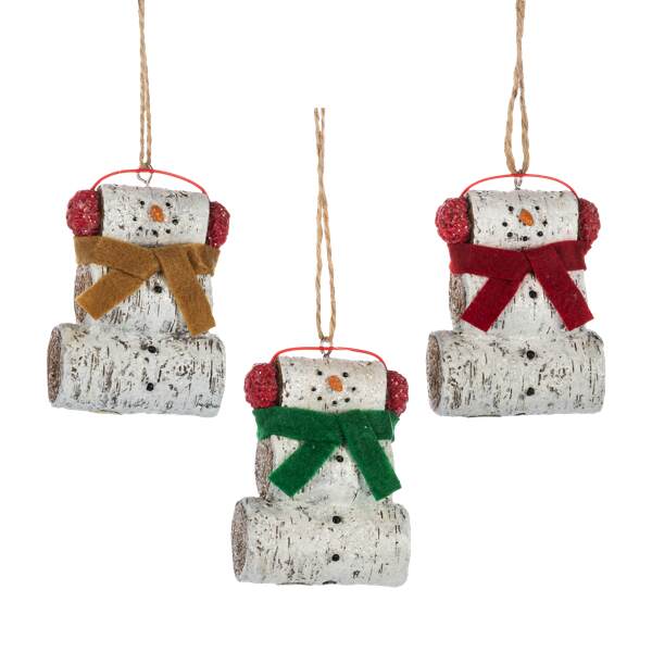 Item 260552 Snowman With Log Ornament