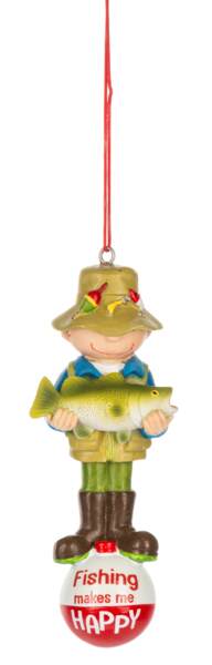 Item 260558 Fishing Makes Me Happy Ornament