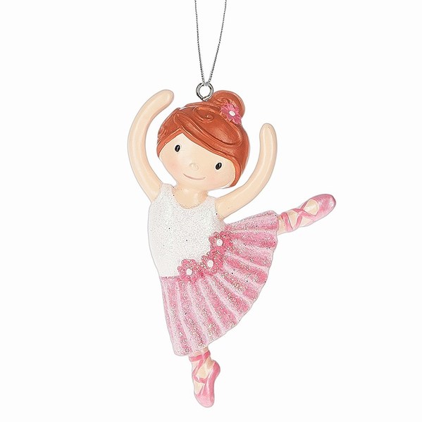 Item 260901 Ballerina Girl In White/Pink Dress Ornament
