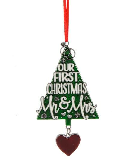 Item 261073 Our First Christmas Mr. and Mrs. Ornament