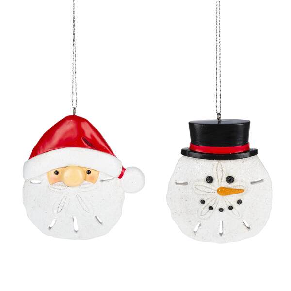 Item 261276 Sand Dollar Snowman/Santa Ornament