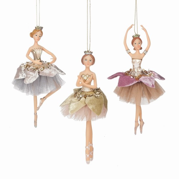 Item 261554 Ballerina In Silver/Gold/Dark Pink Dress Ornament