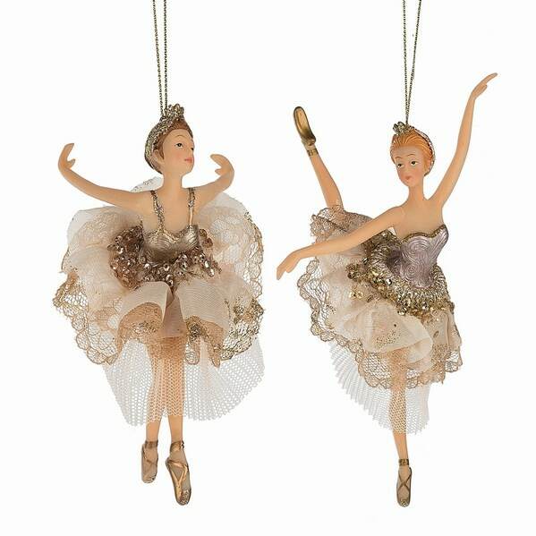 Item 261571 Ballet Dancer In Gold/Silver/Cream Dress Ornament