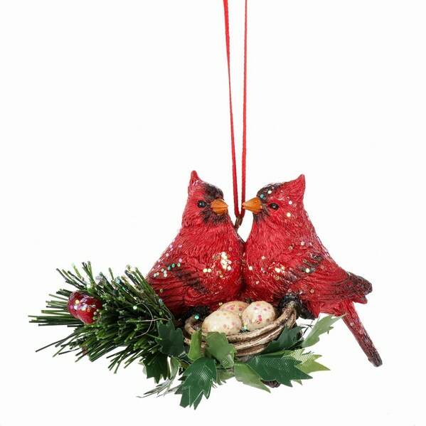 Item 261634 Pair of Cardinals With Nest Ornament