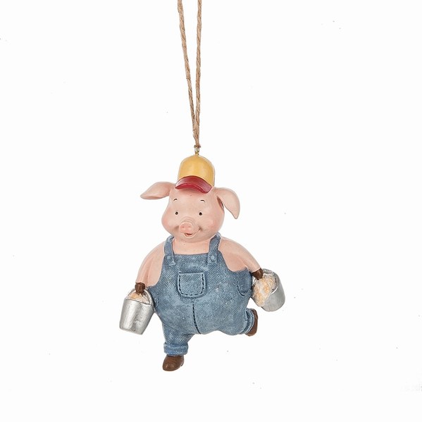 Item 261732 Pig With Feed Bucket Ornament