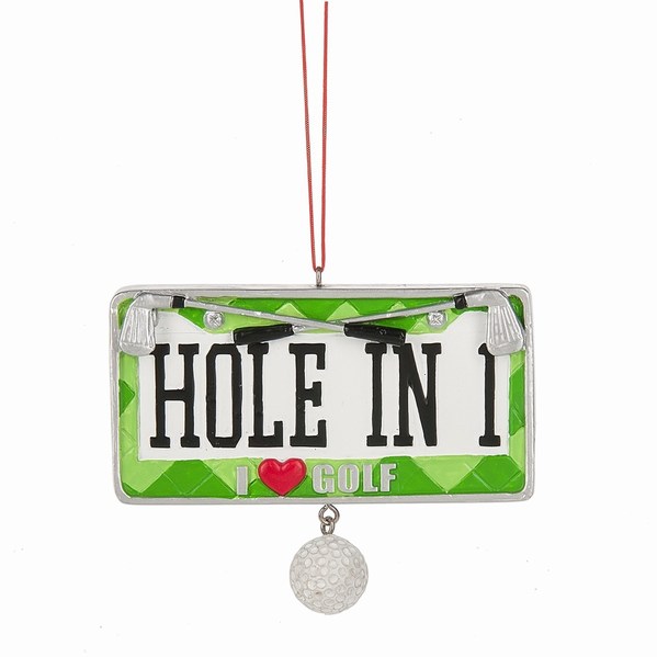 Item 261845 Hole In 1f/I Heart Golf License Plate Ornament