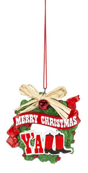 Item 261950 Merry Christmas Y'all Wreath Ornament