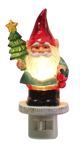 Item 261951 Beaded Gnome With Christmas Tree Nightlight