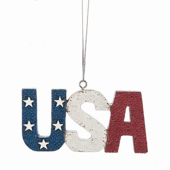 Item 262109 USA Old Glory Text Ornament