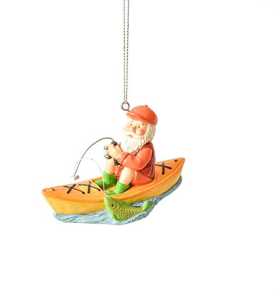 Item 262624 Santa In Kayak Fishing Ornament