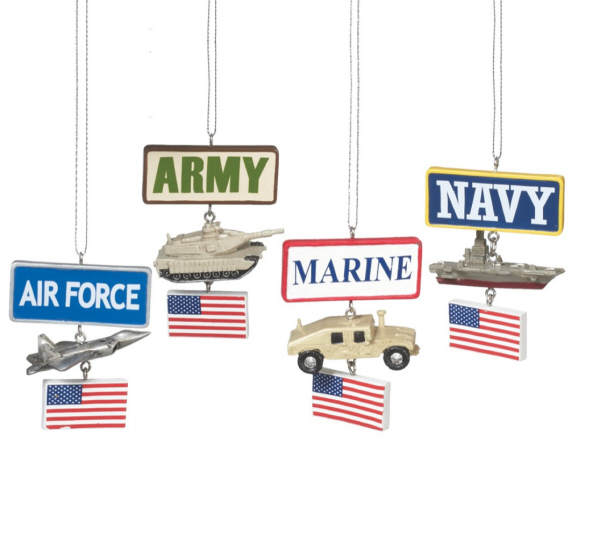 Item 262946 Military Sign With Vehicle & Flag Ornament