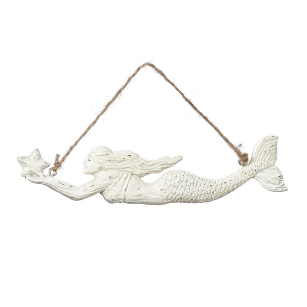 Item 263076 Rustic White Swimming Mermaid Ornament