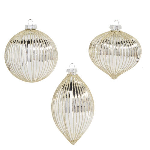 Item 281034 Silver Glitter Ribbed Ornament